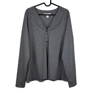 Athleta Top Women's 1X Uptempo Ribbed Henley Long Sleeve Athleisure Dark Grey